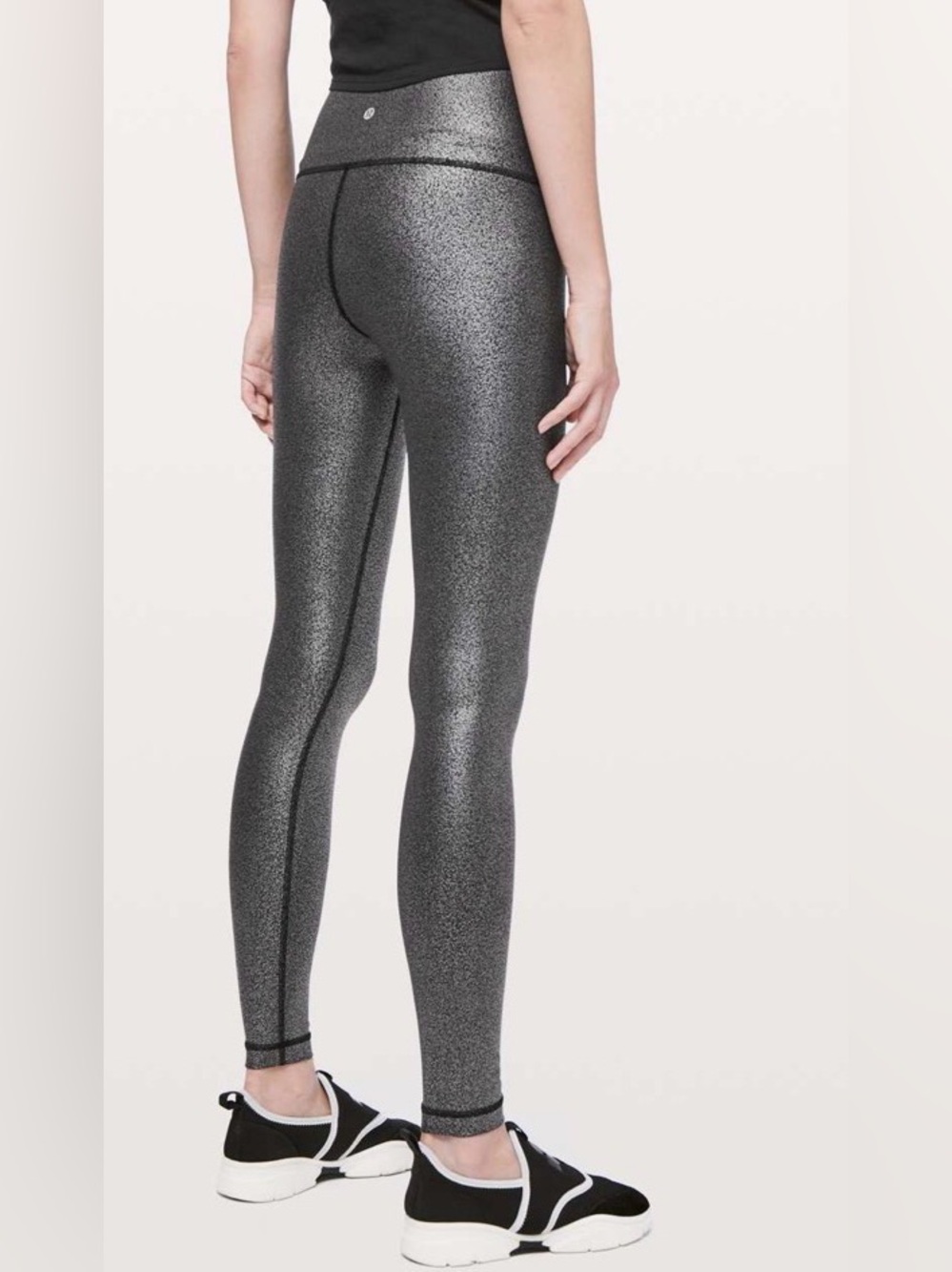 Lululemon Wunder Under High Rise Tight Foil Luminosity Foil Print Black Silver 8